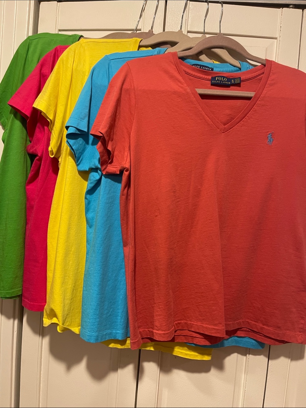 Polo by Ralph Lauren Bright Green V-Neck Tee with Blue Pony